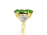 Yellow gold Three-Stone Pear Cut Peridot Ring with Pear  Side Stones in Four-Prong Setting_17