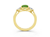 Yellow gold Three-Stone Pear Cut Peridot Ring with Pear  Side Stones in Four-Prong Setting_39