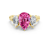 Yellow gold Three-Stone Pear Cut Pink Sapphire Braided Band Ring with Four-Prong Setting_36