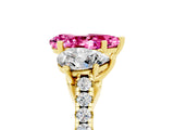 Yellow gold Three-Stone Pear Cut Pink Sapphire Ring with Pavé Band and Prong Setting_41