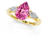 Yellow gold Three-Stone Pear Cut Pink Sapphire Ring with Pear  Side Stones in Four-Prong Setting_13