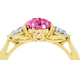 Yellow gold Three-Stone Pear Cut Pink Sapphire Ring with Pear  Side Stones in Four-Prong Setting_16