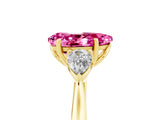 Yellow gold Three-Stone Pear Cut Pink Sapphire Ring with Pear  Side Stones in Four-Prong Setting_17