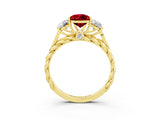 Yellow gold Three-Stone Pear Cut Ruby Braided Band Ring with Four-Prong Setting_15
