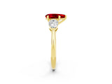Yellow gold Three-Stone Pear Cut Ruby Ring with Pear Side Stones and Four-Prong Setting_2