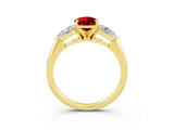 Yellow gold Three-Stone Pear Cut Ruby Ring with Pear Side Stones and Four-Prong Setting_3