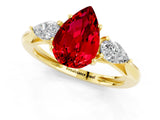 Yellow gold Three-Stone Pear Cut Ruby Ring with Pear  Side Stones in Four-Prong Setting_13