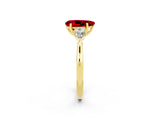 Yellow gold Three-Stone Pear Cut Ruby Ring with Pear  Side Stones in Four-Prong Setting_14