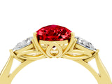 Yellow gold Three-Stone Pear Cut Ruby Ring with Pear  Side Stones in Four-Prong Setting_16