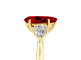 Yellow gold Three-Stone Pear Cut Ruby Ring with Pear  Side Stones in Four-Prong Setting_17