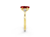 Yellow gold Three-Stone Pear Cut Ruby Ring with Pear  Side Stones in Four-Prong Setting_38