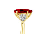 Yellow gold Three-Stone Pear Cut Ruby Ring with Pear  Side Stones in Four-Prong Setting_41