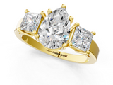 Yellow gold Three-Stone Pear Cut Solitaire Ring with Prong Setting_4