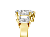Yellow gold Three-Stone Pear Cut Solitaire Ring with Prong Setting_8