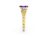 Yellow gold Three-Stone Pear Cut Tanzanite Braided Band Ring with Four-Prong Setting_14
