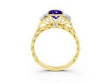 Yellow gold Three-Stone Pear Cut Tanzanite Braided Band Ring with Four-Prong Setting_15