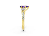 Yellow gold Three-Stone Pear Cut Tanzanite Pavé Band with Four-Prong Setting_2