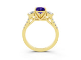 Yellow gold Three-Stone Pear Cut Tanzanite Pavé Band with Four-Prong Setting_3