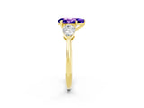Yellow gold Three-Stone Pear Cut Tanzanite Ring with Pear Side Stones and Four-Prong Setting_2