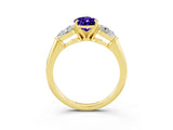 Yellow gold Three-Stone Pear Cut Tanzanite Ring with Pear Side Stones and Four-Prong Setting_3