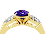 Yellow gold Three-Stone Pear Cut Tanzanite Ring with Pear Side Stones and Four-Prong Setting_4