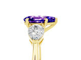Yellow gold Three-Stone Pear Cut Tanzanite Ring with Pear Side Stones and Four-Prong Setting_5