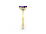 Yellow gold Three-Stone Pear Cut Tanzanite Ring with Pear  Side Stones in Four-Prong Setting_14