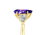 Yellow gold Three-Stone Pear Cut Tanzanite Ring with Pear  Side Stones in Four-Prong Setting_17
