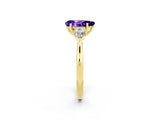 Yellow gold Three-Stone Pear Cut Tanzanite Ring with Pear  Side Stones in Four-Prong Setting_38