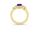 Yellow gold Three-Stone Pear Cut Tanzanite Ring with Pear  Side Stones in Four-Prong Setting_39