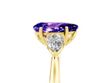 Yellow gold Three-Stone Pear Cut Tanzanite Ring with Pear  Side Stones in Four-Prong Setting_41