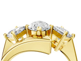 Yellow gold Three-Stone Pear Cut Tension Band Ring with Four-Prong Setting_10