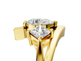 Yellow gold Three-Stone Pear Cut Tension Band Ring with Four-Prong Setting_11