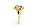 Yellow gold Three-Stone Pear Cut Tension Band Ring with Four-Prong Setting_8