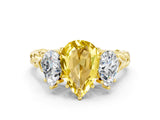 Yellow gold Three-Stone Pear Cut Yellow Sapphire Braided Band Ring with Four-Prong Setting_36