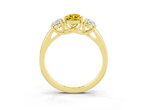 Yellow gold Three-Stone Pear Cut Yellow Sapphire Engagement Ring with Prong Setting_3