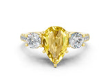 Yellow gold Three-Stone Pear Cut Yellow Sapphire Pavé Band with Four-Prong Setting_24