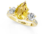 Yellow gold Three-Stone Pear Cut Yellow Sapphire Pavé Band with Four-Prong Setting_25