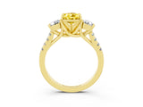 Yellow gold Three-Stone Pear Cut Yellow Sapphire Pavé Band with Four-Prong Setting_27