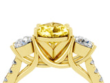 Yellow gold Three-Stone Pear Cut Yellow Sapphire Pavé Band with Four-Prong Setting_28