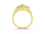 Yellow gold Three-Stone Pear Cut Yellow Sapphire Ring with Pavé Band and Prong Setting_39