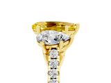 Yellow gold Three-Stone Pear Cut Yellow Sapphire Ring with Pavé Band and Prong Setting_41
