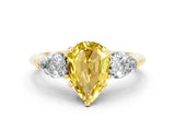 Yellow gold Three-Stone Pear Cut Yellow Sapphire Ring with Pear Side Stones and Four-Prong Setting_24
