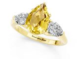 Yellow gold Three-Stone Pear Cut Yellow Sapphire Ring with Pear Side Stones and Four-Prong Setting_25