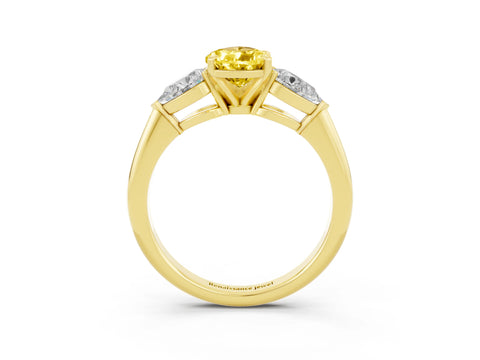 Yellow gold Three-Stone Pear Cut Yellow Sapphire Ring with Pear Side Stones and Four-Prong Setting_27