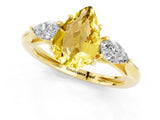 Yellow gold Three-Stone Pear Cut Yellow Sapphire Ring with Pear  Side Stones in Four-Prong Setting_13