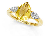 Yellow gold Three-Stone Pear Cut Yellow Sapphire Ring with Pear  Side Stones in Four-Prong Setting_37