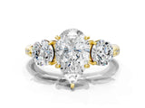 Yellow gold Three-Stone Pear Diamond Channel Set Engagement Ring with Prong Setting_11