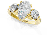Yellow gold Three-Stone Pear Diamond Channel Set Engagement Ring with Prong Setting_12