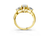 Yellow gold Three-Stone Pear Diamond Channel Set Engagement Ring with Prong Setting_14